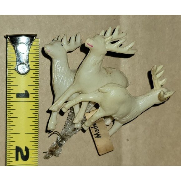 9 Vtg NOS Japan Mini 1.5" Celluloid REINDEER HTF XMAS Pipe Cleaner Picks 1940s - Picture 13 of 16